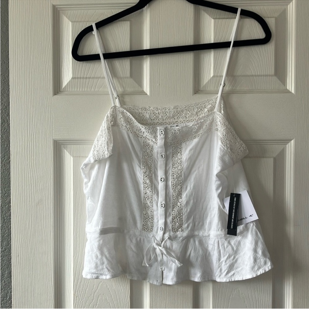 O’Neill Sunbeam white top with crochet trim